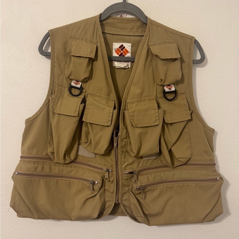 Vintage Columbia Multi Pocket Fly Fishing Vest Tactical Outdoor Camping Small